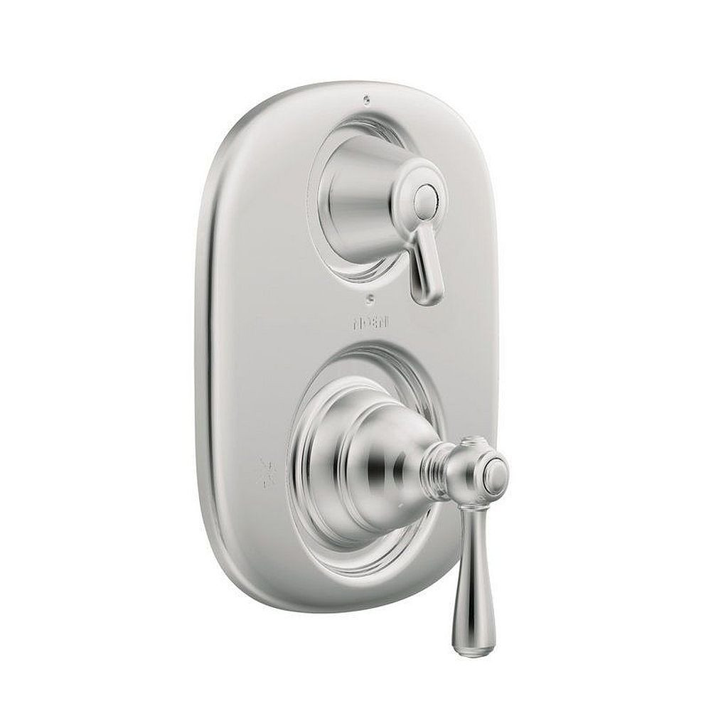 Double Handle Moentrol Pressure Balanced with Volume Control Moentrol and Integrated Diverter Valve Trim (Less Valve) in Chrome