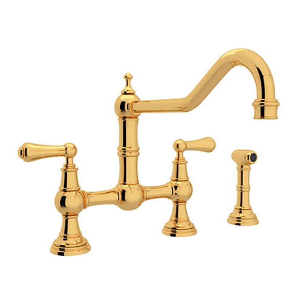 Rohl U.4764L-IB-2 Bridge Kitchen Faucet in English Gold
