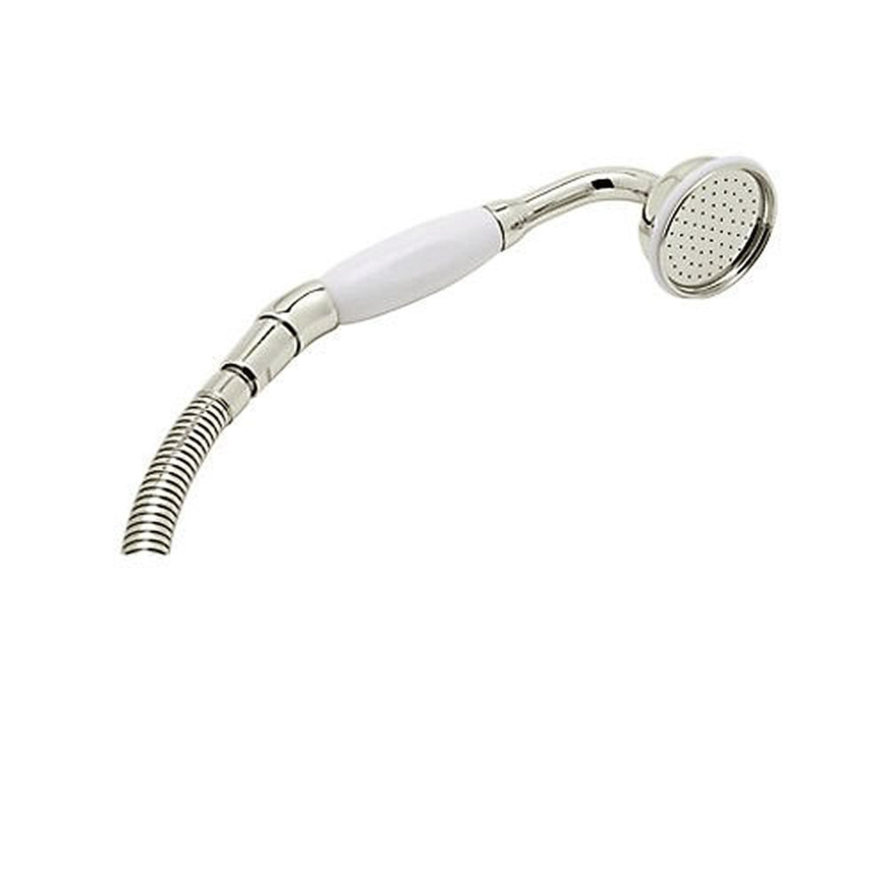 Inclined Hand Shower with Porcelain Handle and 60in Hose in Polished Nickel