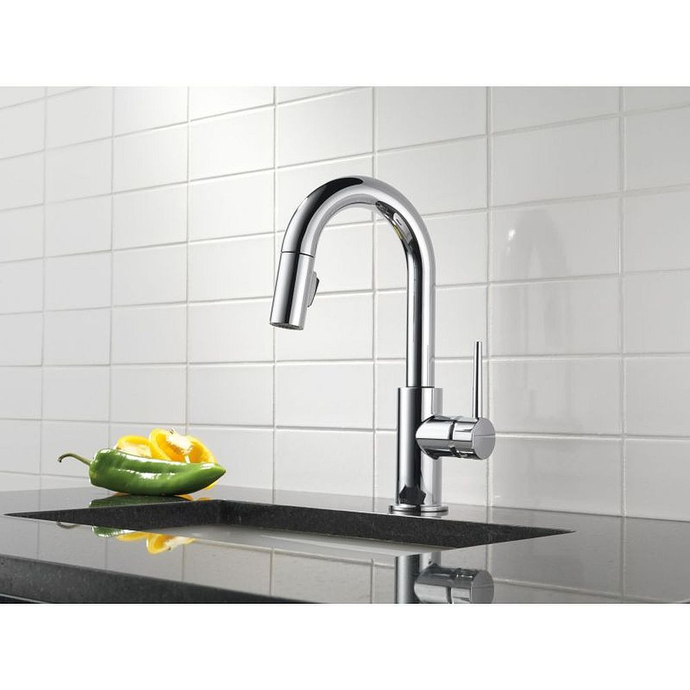 Delta 9959-DST Trinsic Single Handle Pull-Down Bar/Prep Faucet in Polished Chrome