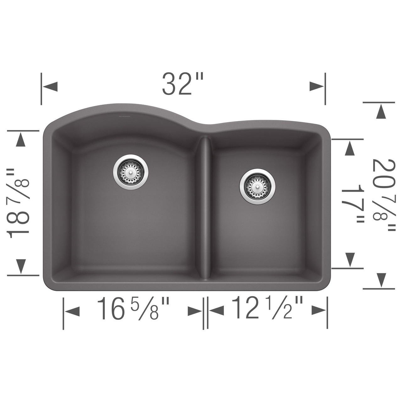 19-In X 32-In Double-Basin Granite Undermount Residential Kitchen Sink in Cinder 19-In X 32-In Double-Basin Granite Undermount Residential Kitchen Sink in Cinder