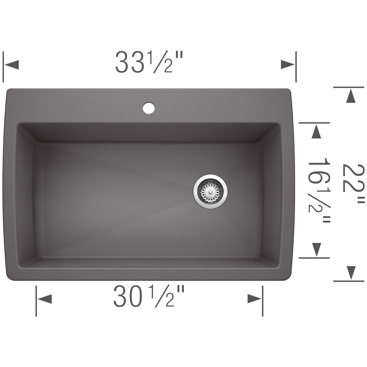 22-In X 33.5-In Single-Basin Granite Drop-In Or Undermount 1-Hole Residential Kitchen Sink in Cinder 22-In X 33.5-In Single-Basin Granite Drop-In Or Undermount 1-Hole Residential Kitchen Sink in Cinder