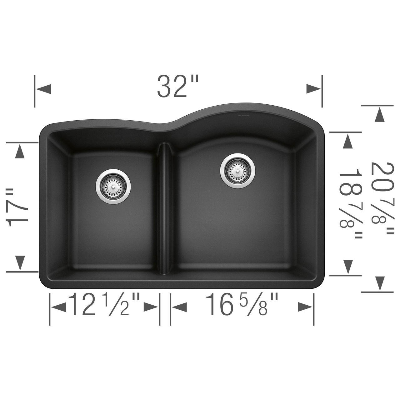 32-In X 20.875-In Double-Basin Granite Undermount Residential Kitchen Sink in Anthracite 32-In X 20.875-In Double-Basin Granite Undermount Residential Kitchen Sink in Anthracite