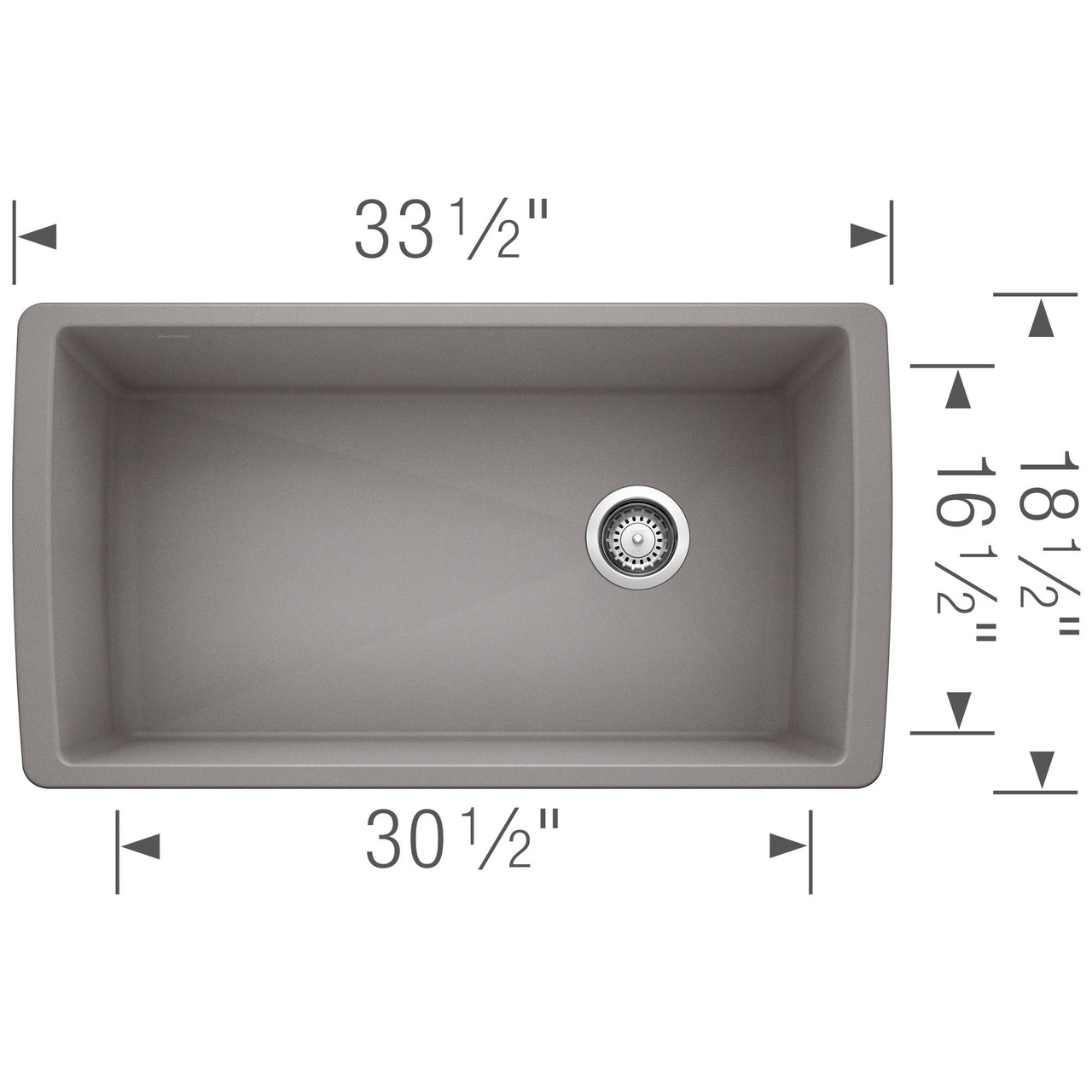 18.5-In X 33.5-In Single-Basin Granite Undermount Residential Kitchen Sink in Metallic Gray