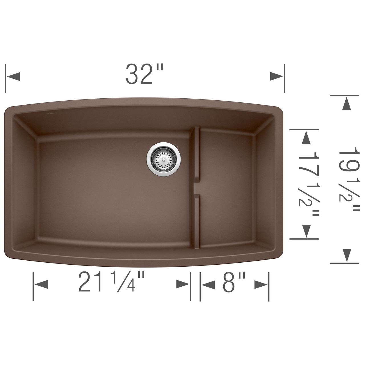 19.5-In X 32-In Single-Basin Granite Undermount Residential Kitchen Sink in Cafe Brown 19.5-In X 32-In Single-Basin Granite Undermount Residential Kitchen Sink in Cafe Brown