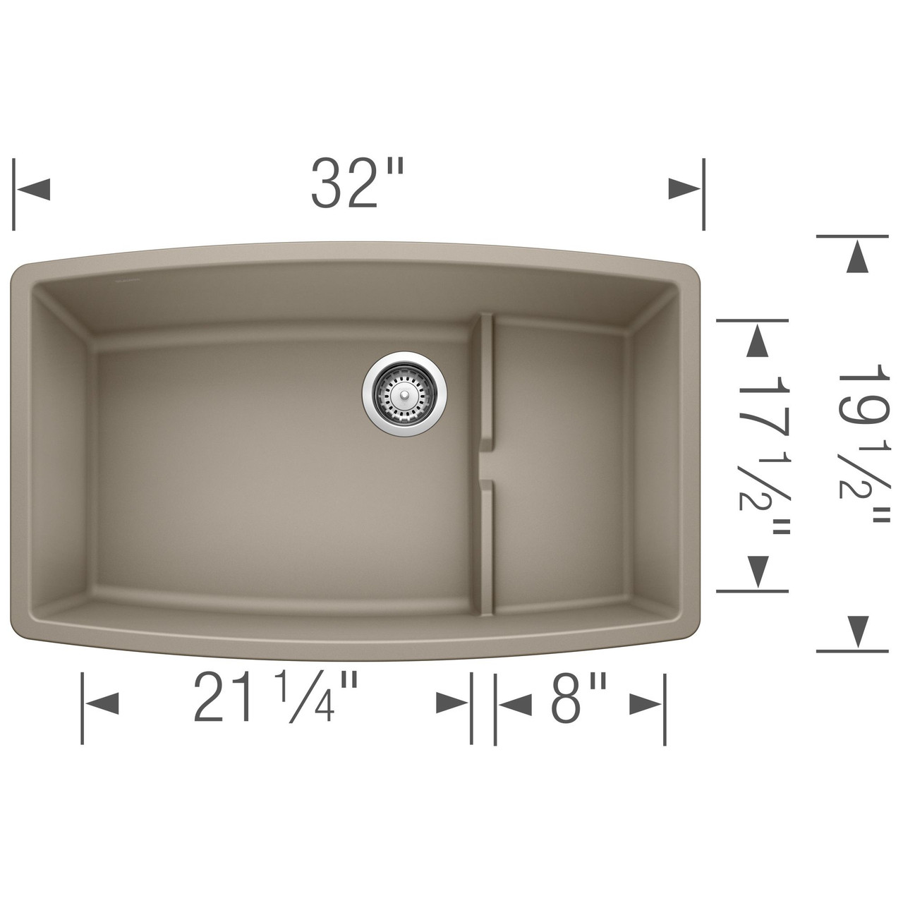 19.5-In X 32-In Single-Basin Granite Undermount Residential Kitchen Sink in Truffle