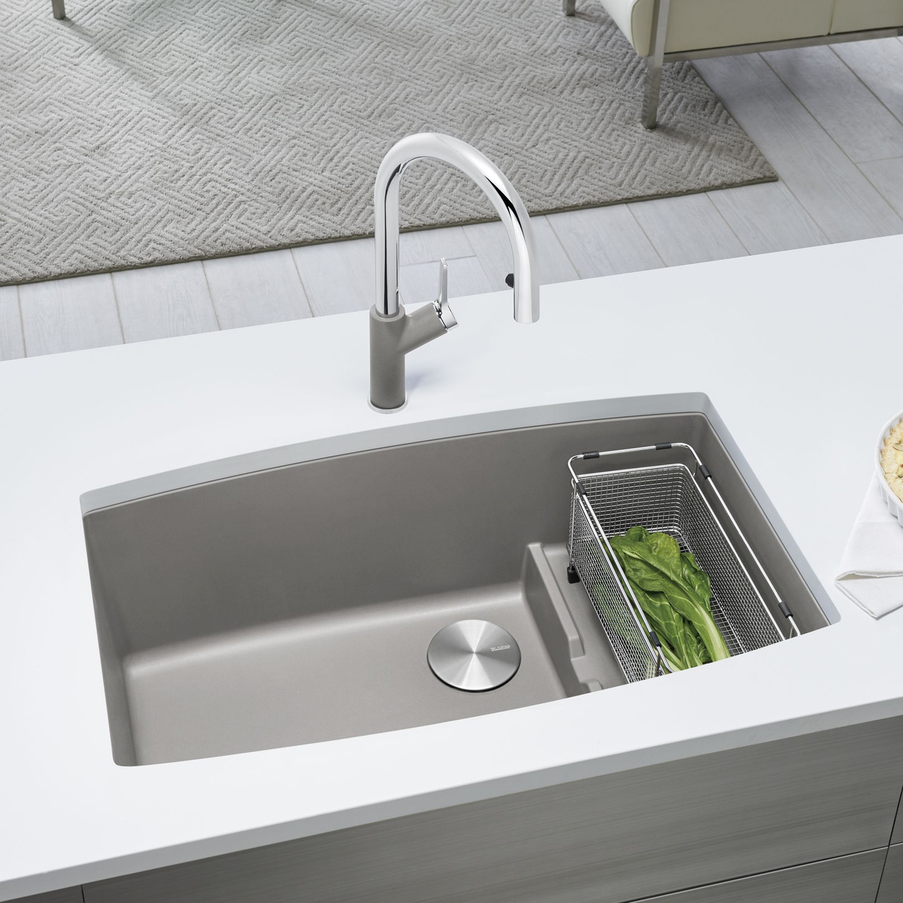 19.5-In X 32-In Single-Basin Granite Undermount Residential Kitchen Sink in Truffle 19.5-In X 32-In Single-Basin Granite Undermount Residential Kitchen Sink in Truffle