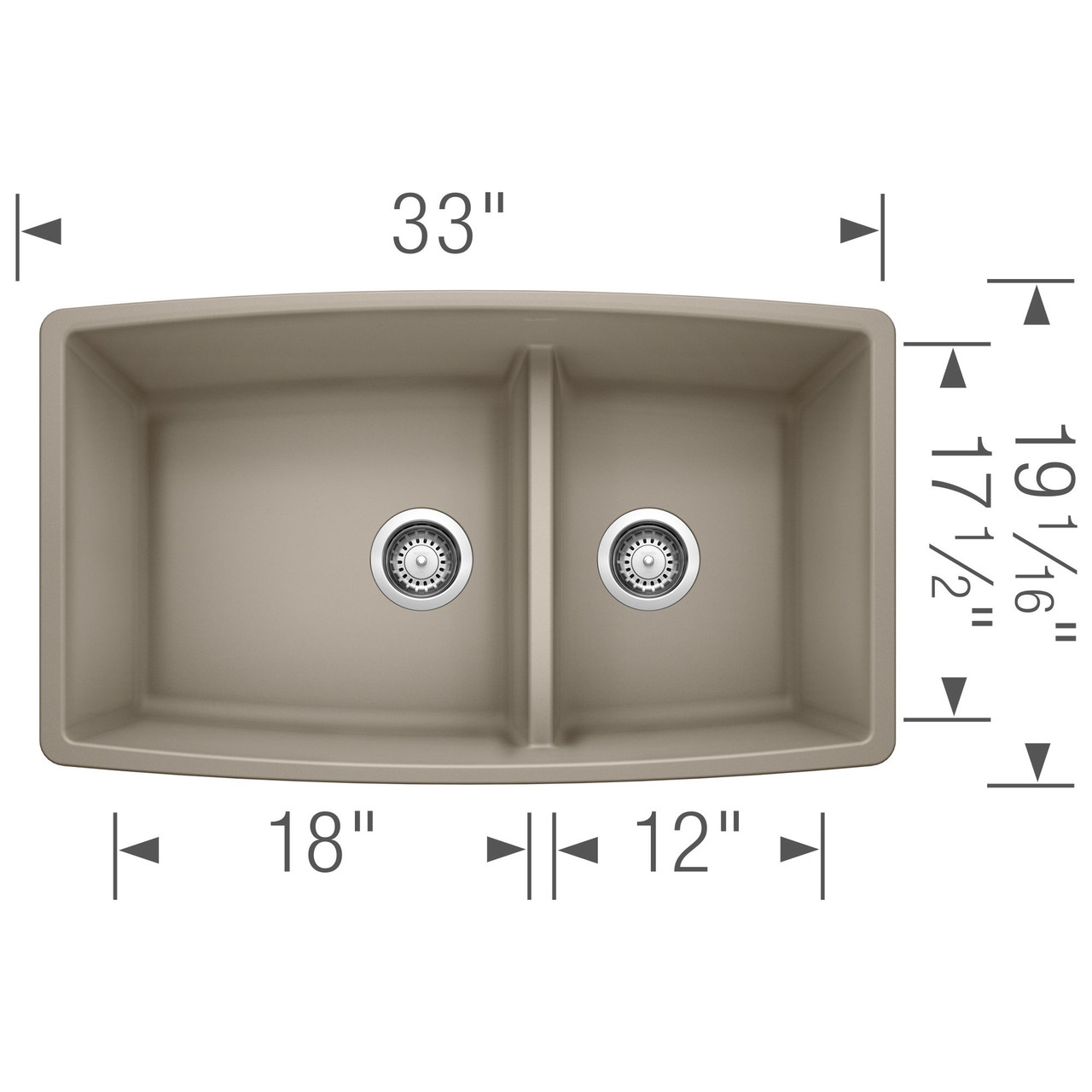 19-In X 33-In Double-Basin Granite Undermount Residential Kitchen Sink in Truffle 19-In X 33-In Double-Basin Granite Undermount Residential Kitchen Sink in Truffle
