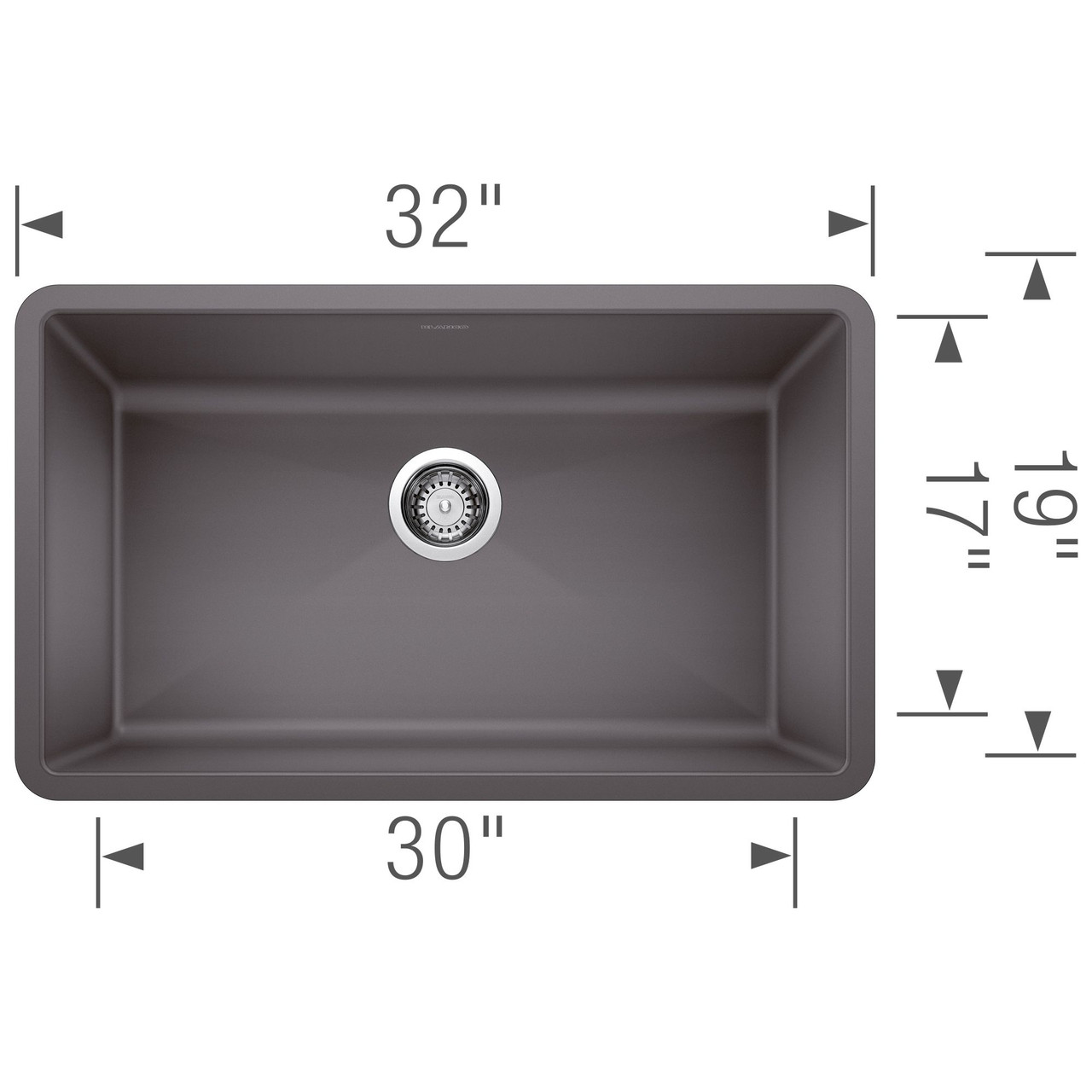 32" Super Single Bowl Kitchen Sink in Cinder