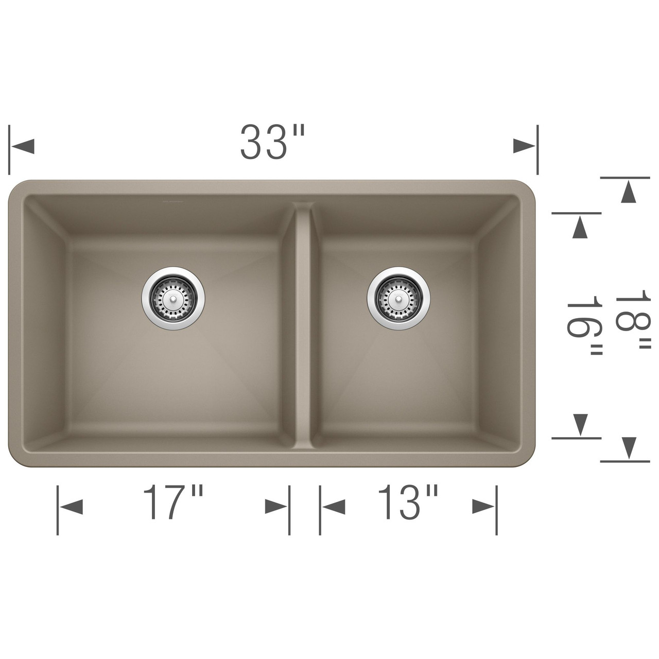 18-In X 33-In Double-Basin Granite Undermount Kitchen Sink in Truffle 18-In X 33-In Double-Basin Granite Undermount Kitchen Sink in Truffle