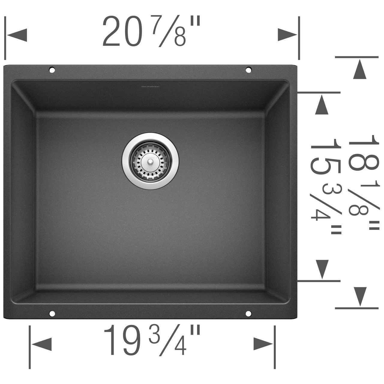 18.11-In X 20.87-In Single-Basin Granite Undermount Residential Kitchen Sink in Anthracite 18.11-In X 20.87-In Single-Basin Granite Undermount Residential Kitchen Sink in Anthracite