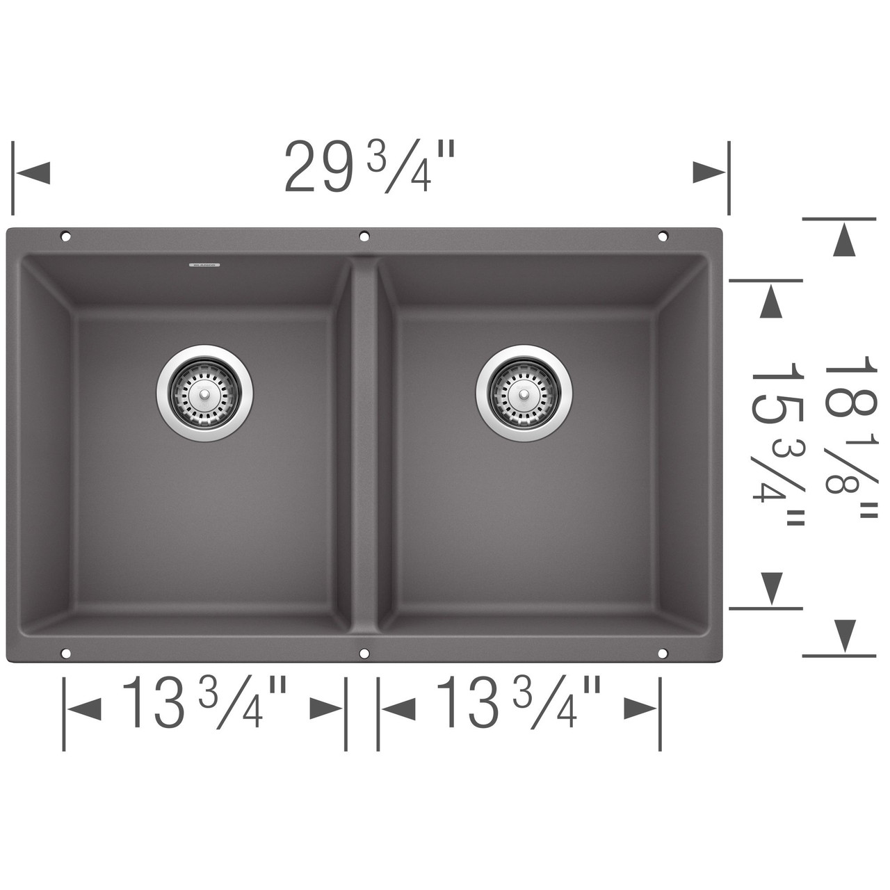 18.12-In X 29.75-In Double-Basin Granite Undermount Kitchen Sink in Cinder 18.12-In X 29.75-In Double-Basin Granite Undermount Kitchen Sink in Cinder