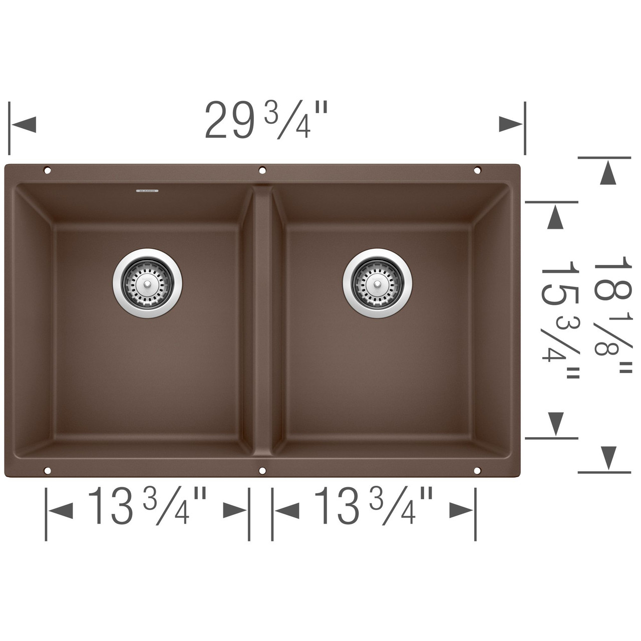 18.12-In X 29.75-In Double-Basin Granite Undermount Kitchen Sink in Cafe Brown 18.12-In X 29.75-In Double-Basin Granite Undermount Kitchen Sink in Cafe Brown