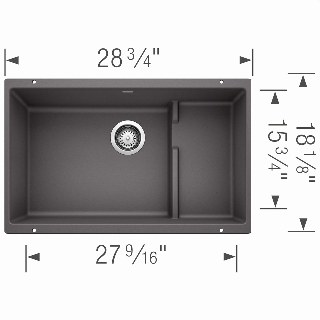 18.125-In X 28.75-In Single-Basin Granite Undermount Residential Kitchen Sink in Cinder 18.125-In X 28.75-In Single-Basin Granite Undermount Residential Kitchen Sink in Cinder