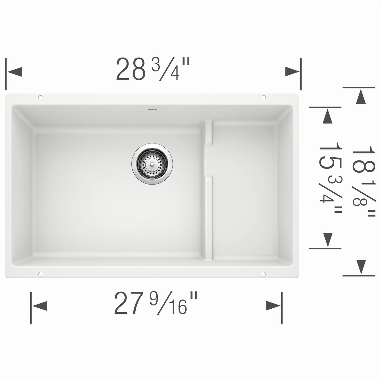 18.125-In X 28.75-In Single-Basin Granite Undermount Residential Kitchen Sink in White