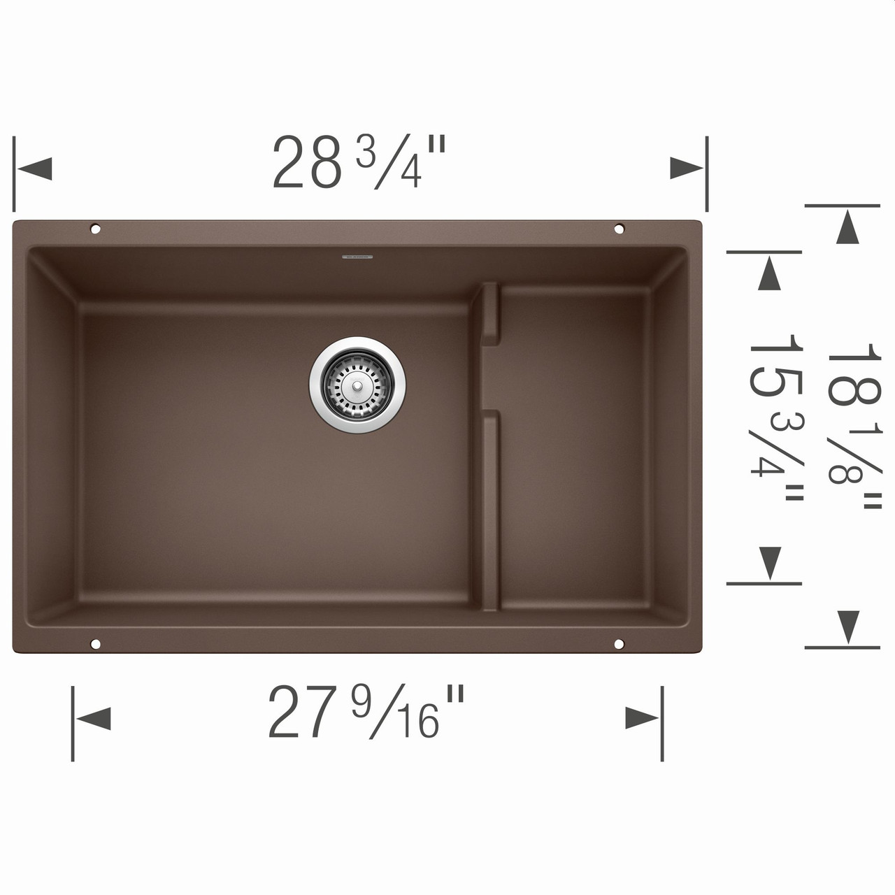 18.125-In X 28.75-In Single-Basin Granite Undermount Residential Kitchen Sink in Cafe Brown 18.125-In X 28.75-In Single-Basin Granite Undermount Residential Kitchen Sink in Cafe Brown