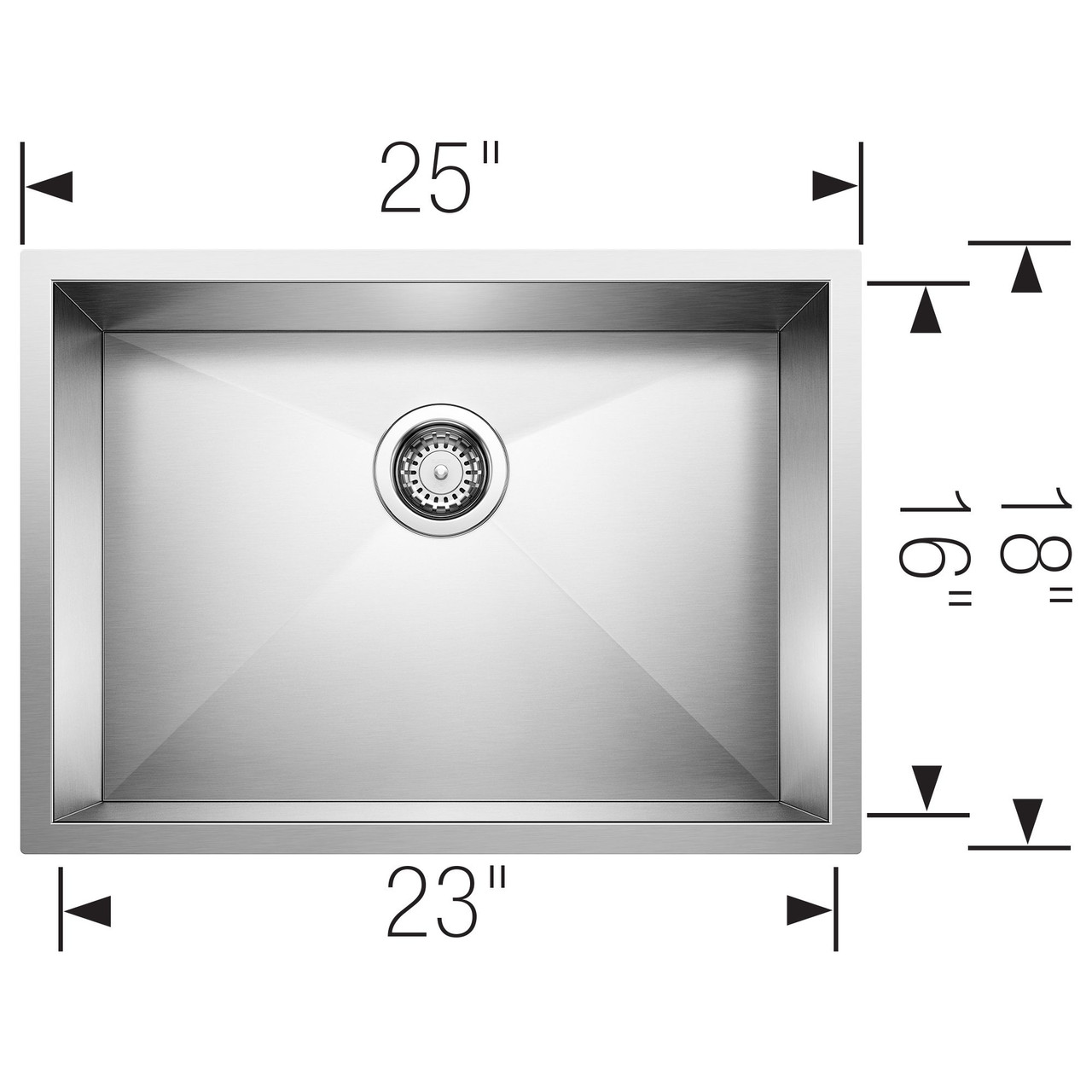 Blanco 515819 18-In X 25-In Single-Basin Undermount Residential Kitchen Sink in Stainless Steel