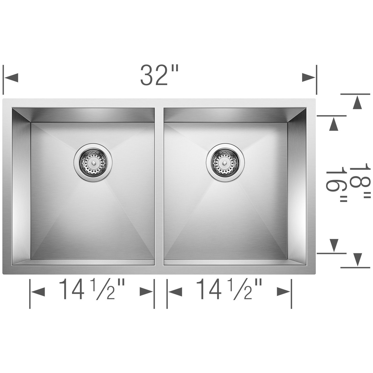18-In X 29-In Double-Basin Undermount Kitchen Sink in Stainless Steel 18-In X 29-In Double-Basin Undermount Kitchen Sink in Stainless Steel
