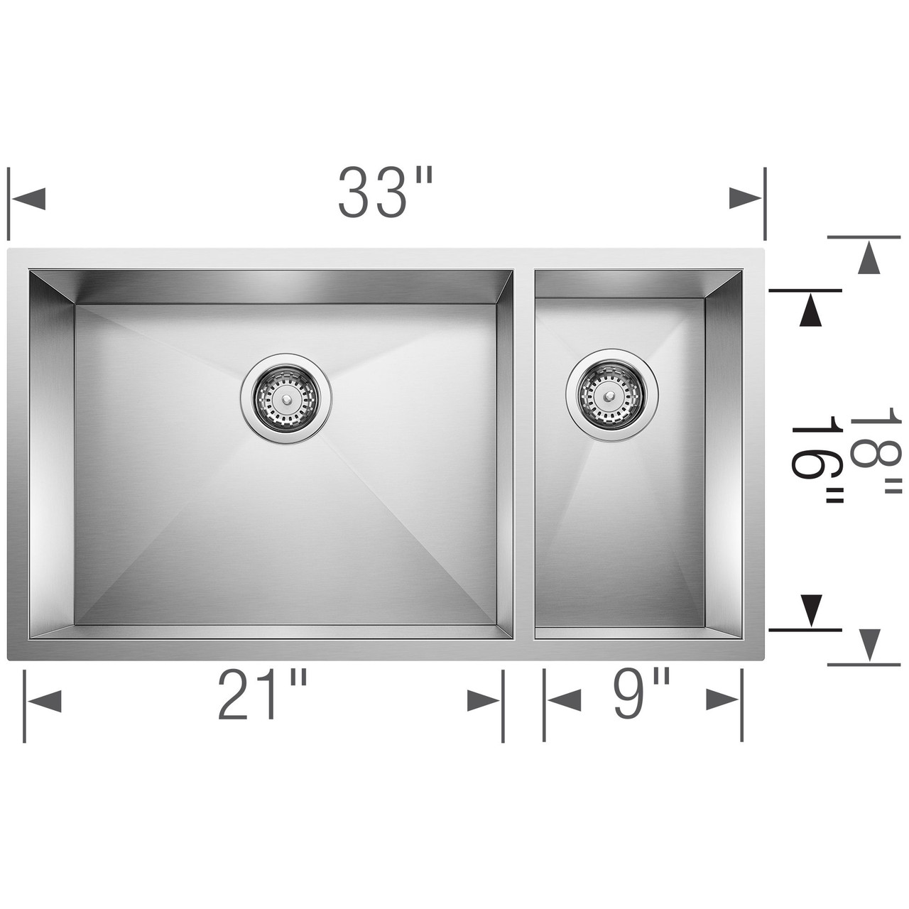 Blanco Precision 18-In X 31-In Double-Basin Undermount Kitchen Sink