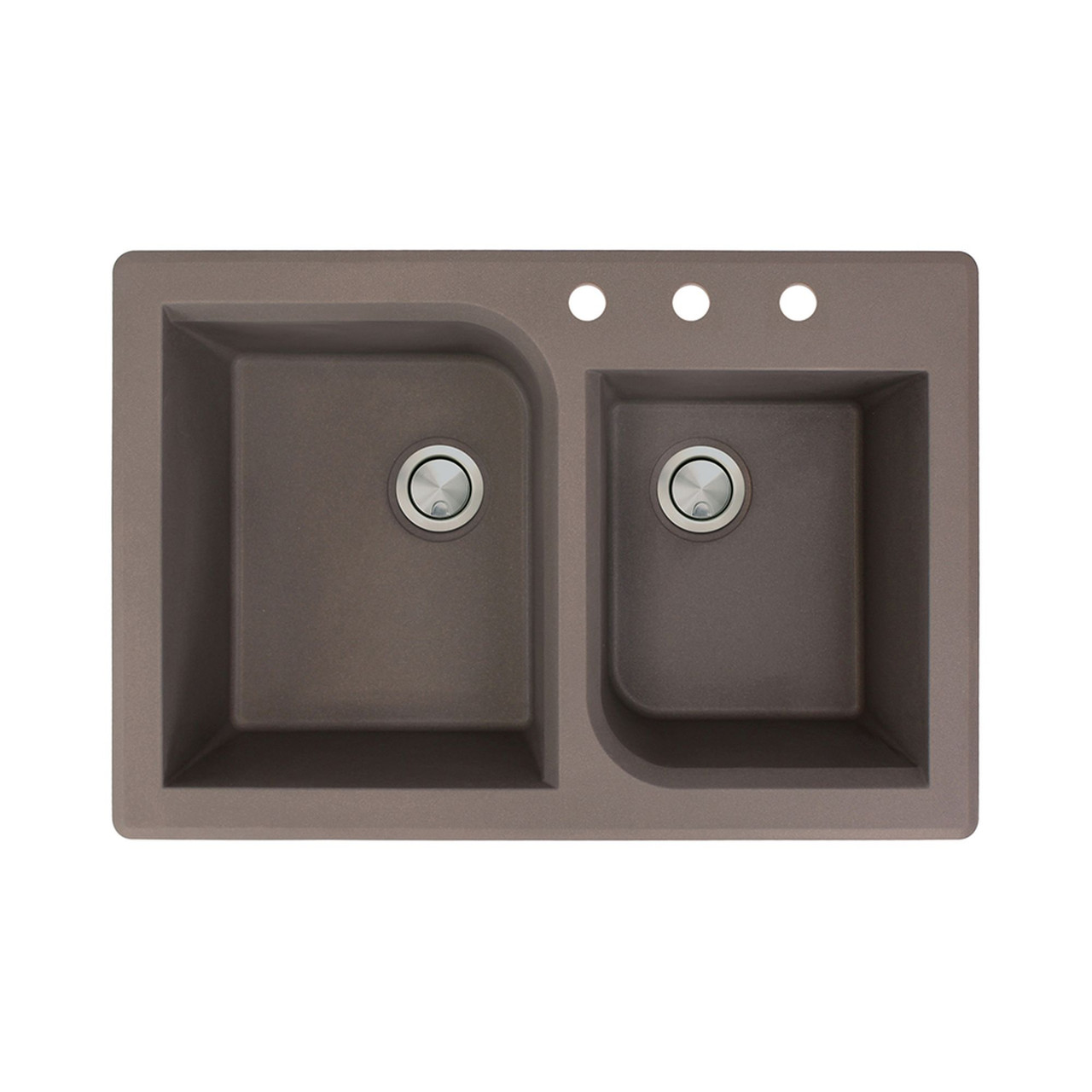33-in X 22-in X 9.5-in silQ Granite Kitchen Sink with 1-3/4 Double Offset Bowls, Drop-in Installation, with 3 ABC Faucet Holes, In Espresso