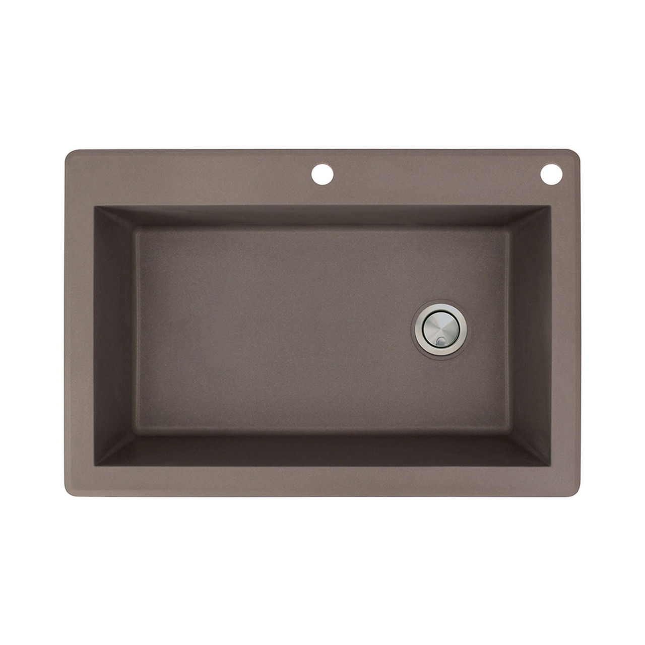 33-in X 22-in X 9.5-in silQ Granite Kitchen Sink with Super Single Offset Bowl, Drop-in Installation, with 2 CE Faucet Holes, In Espresso