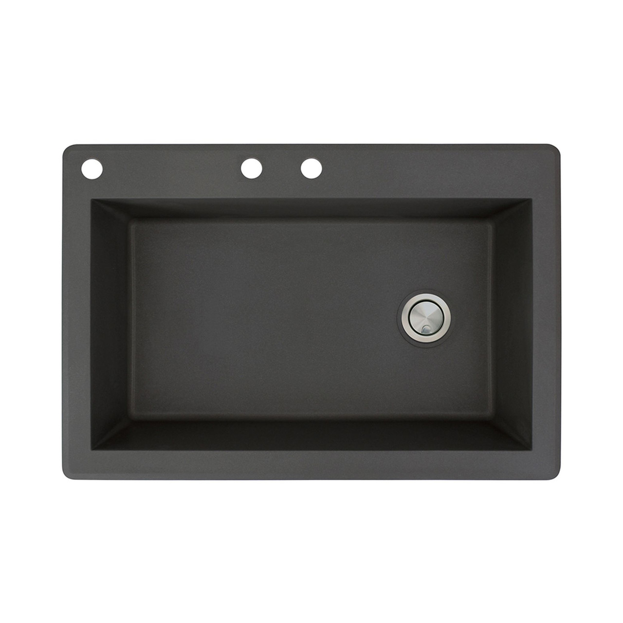 33-in X 22-in X 9.5-in silQ Granite Kitchen Sink with Super Single Offset Bowl, Drop-in Installation, with 3 CAB Faucet Holes, In Black