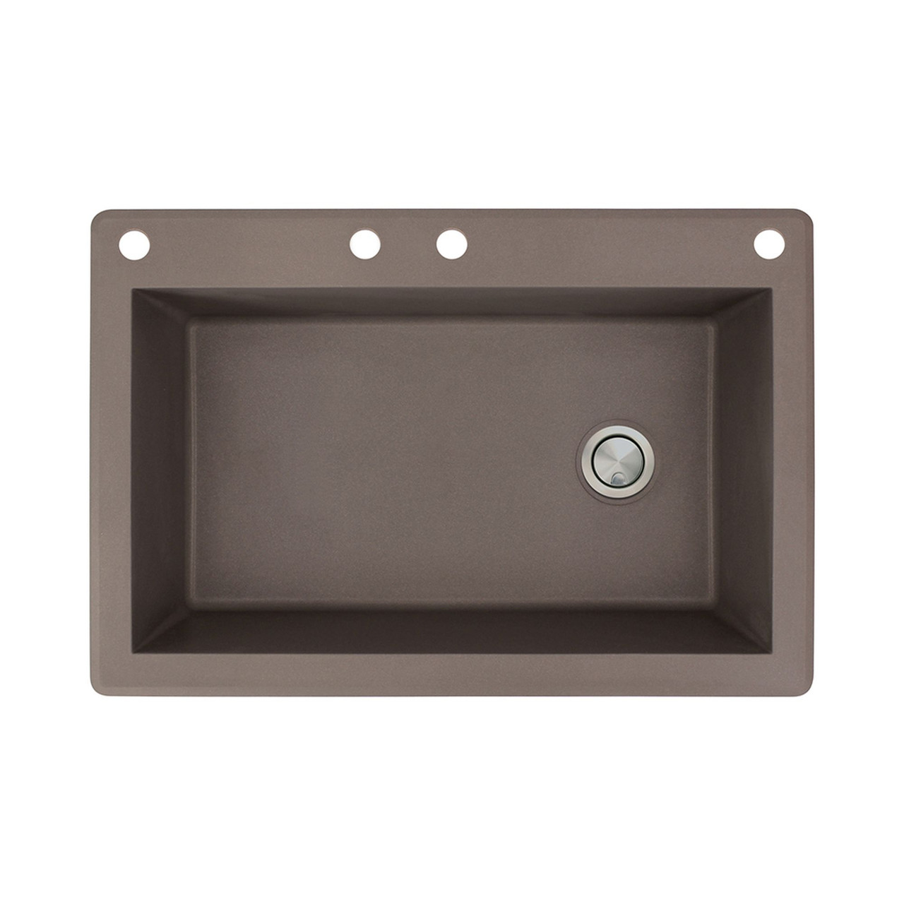 33-in X 22-in X 9.5-in silQ Granite Kitchen Sink with Super Single Offset Bowl, Drop-in Installation, with 4 CABE Faucet Holes, In Espresso