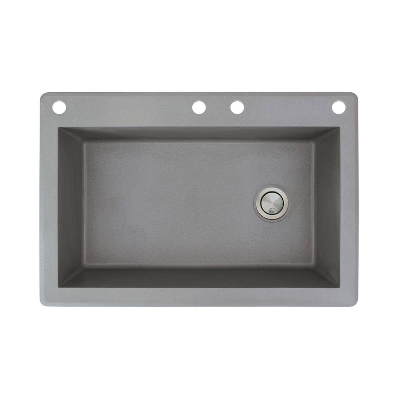 33-in X 22-in X 9.5-in silQ Granite Kitchen Sink with Super Single Offset Bowl, Drop-in Installation, with 4 CADE Faucet Holes, In Grey