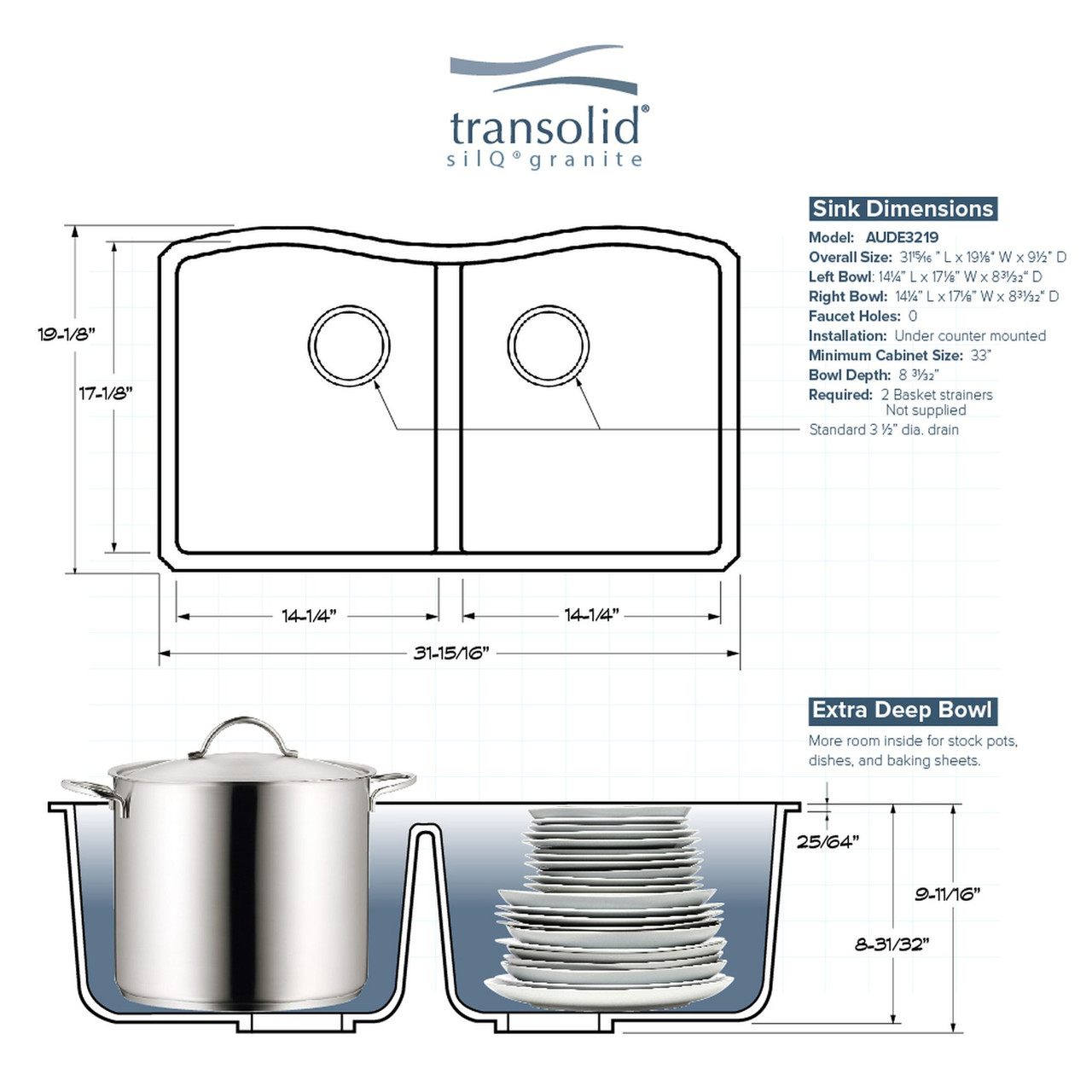 31.9375-in x 19.125-in x 9.5-in silQ Granite Kitchen Sink with Double Equal bowls, Undermount Installation, in Cafe Latte