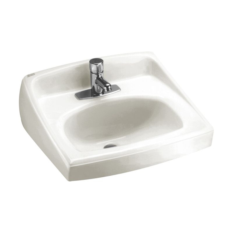 Wall Mounted Lavatory Sink for Wall Hangers (included) or Concealed Arms (not included) with Single Faucet Hole in White