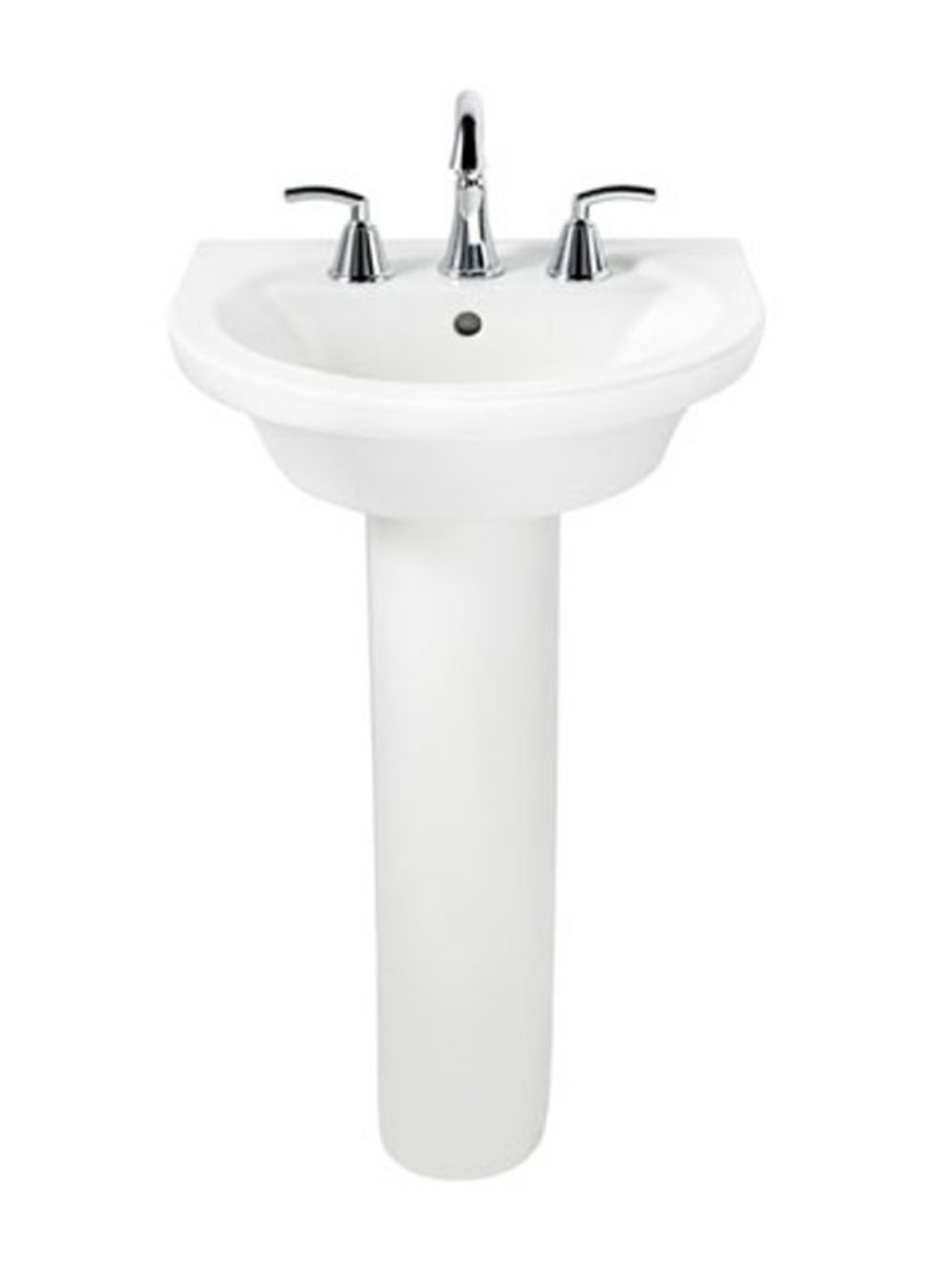 Petite Two-Piece Pedestal and Lavatory with Three Faucet Holes (8 Centers) in White