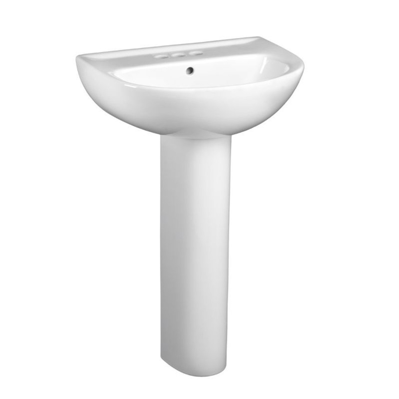 22 Two-Piece Lavatory and Pedestal with Three Faucet Holes (4 Centers) in White