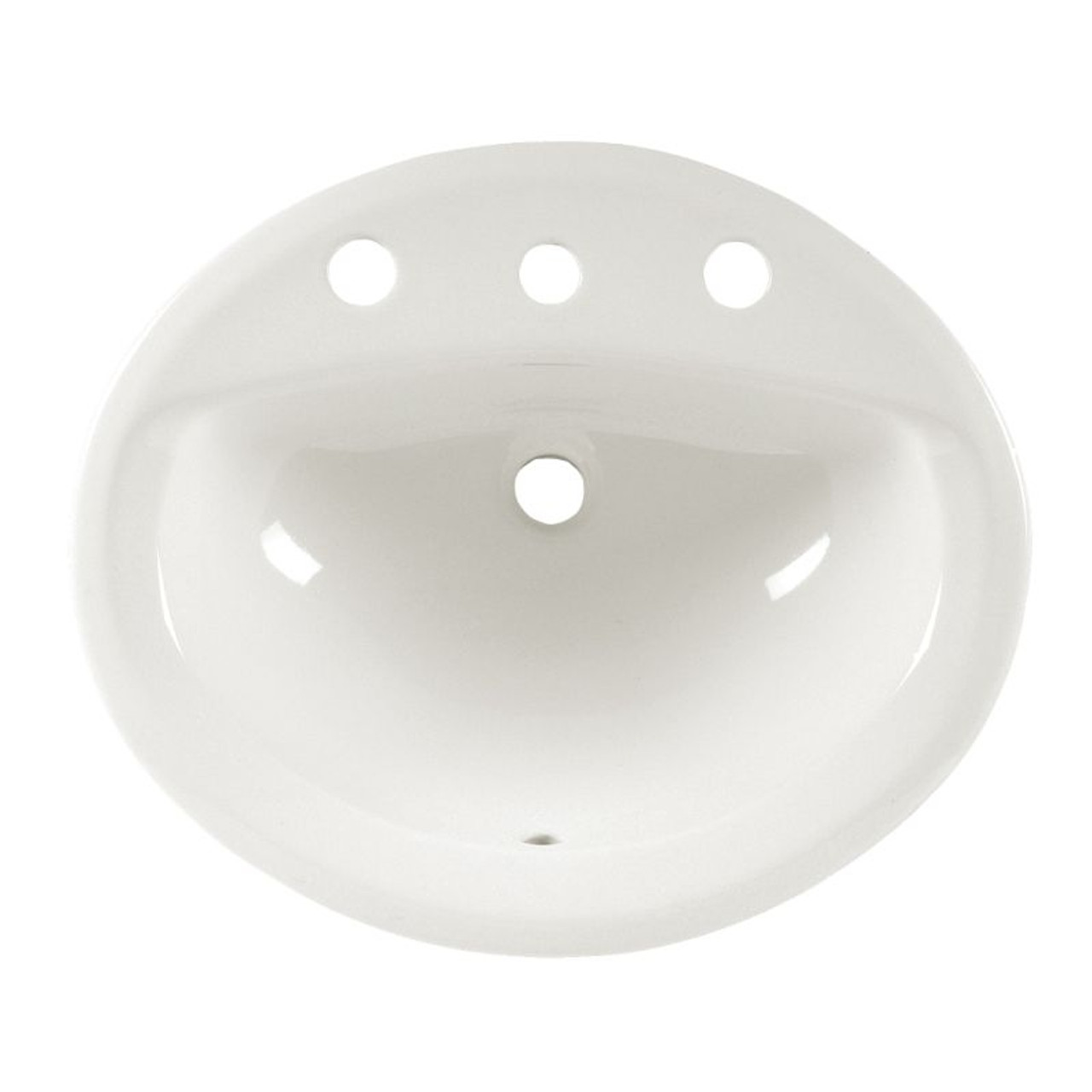 Oval Drop Lavatory Sink with Three Faucet Holes (8 Centers) in White