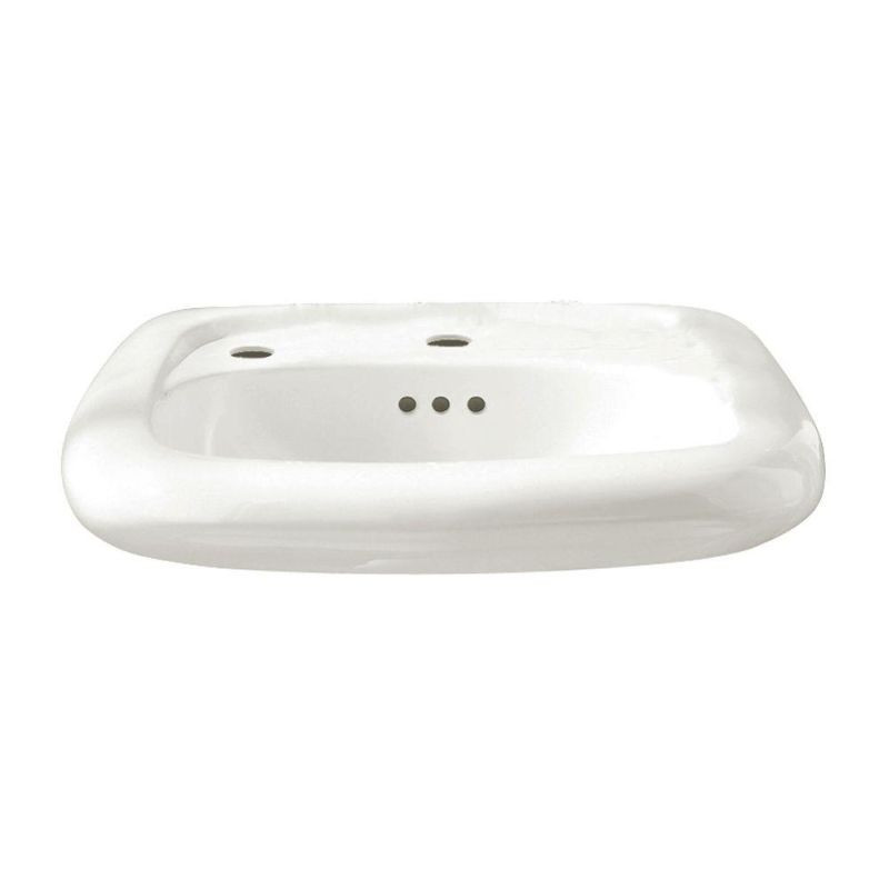 Wall Mounted Lavatory with Single Faucet Hole, Extra Left-Hand Hole, and Everclean Surface in White