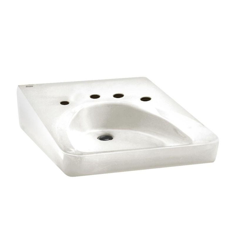 Wheelchair Users Bathroom Wall Mounted Sink with Extra Hole for Soap Dispenser on Right Side in White