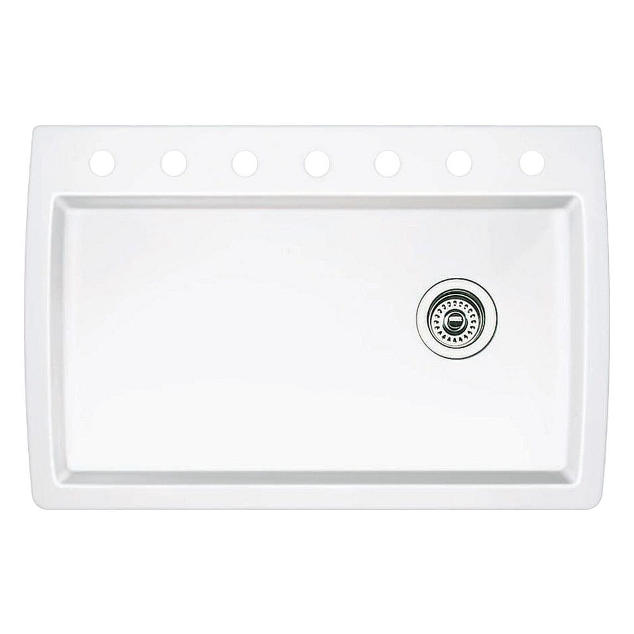 22-In X 33.5-In Single-Basin Granite Drop-In Or Undermount 7-Hole Residential Kitchen Sink in White 22-In X 33.5-In Single-Basin Granite Drop-In Or Undermount 7-Hole Residential Kitchen Sink in White