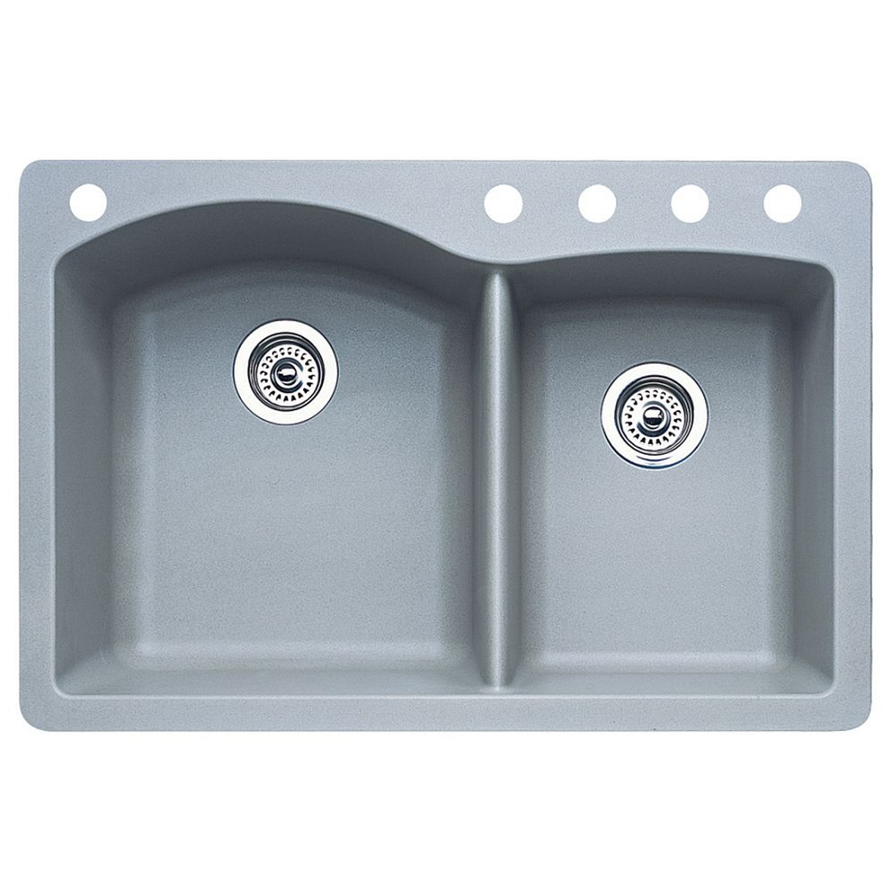 Blanco 440214-5 22-In X 33-In Double-Basin Granite Drop-In Or Undermount 5-Hole Residential Kitchen Sink in Metallic Gray