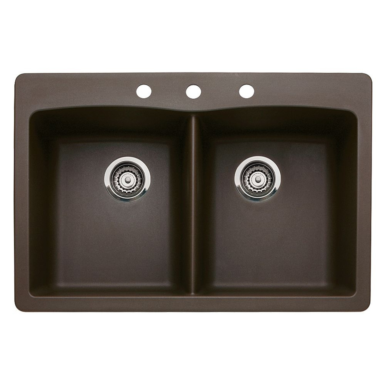 22-In X 33-In Double-Basin Granite Drop-In Or Undermount 3-Hole Residential Kitchen Sink in Cafe Brown 22-In X 33-In Double-Basin Granite Drop-In Or Undermount 3-Hole Residential Kitchen Sink in Cafe Brown