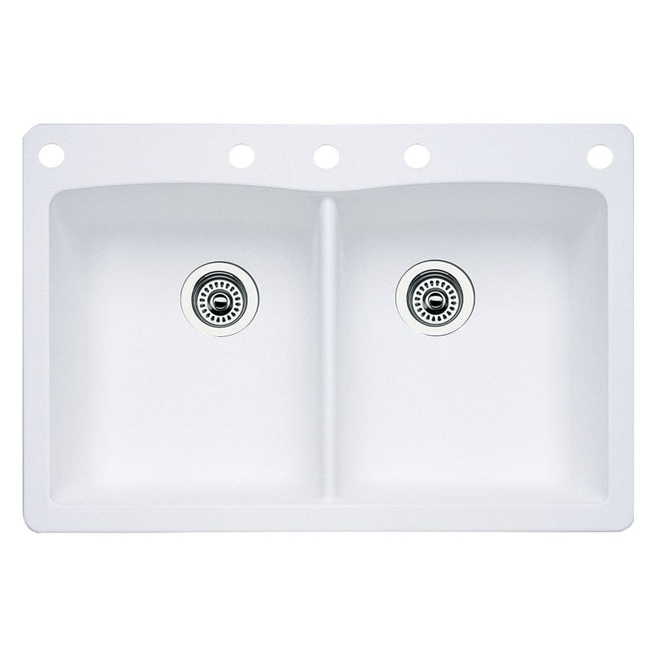 22-In X 33-In Double-Basin Granite Drop-In Or Undermount 5-Hole Residential Kitchen Sink in White 22-In X 33-In Double-Basin Granite Drop-In Or Undermount 5-Hole Residential Kitchen Sink in White