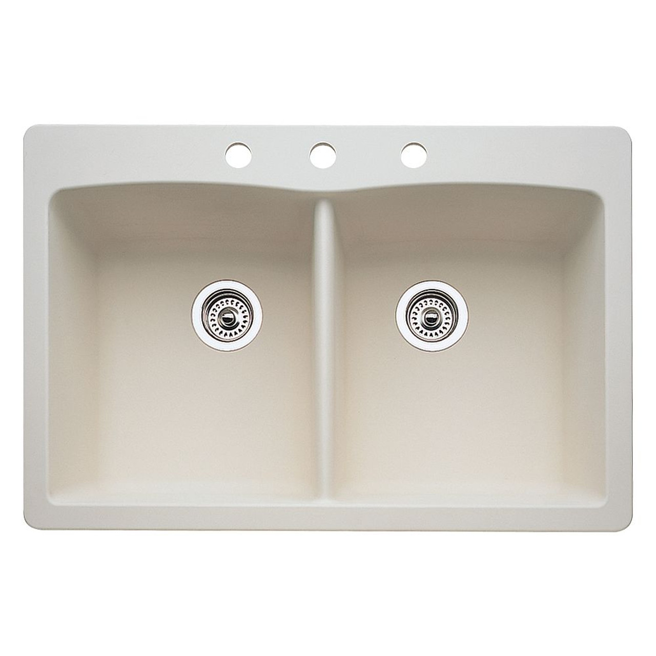 22-In X 33-In Double-Basin Granite Drop-In Or Undermount 3-Hole Residential Kitchen Sink in Biscuit 22-In X 33-In Double-Basin Granite Drop-In Or Undermount 3-Hole Residential Kitchen Sink in Biscuit