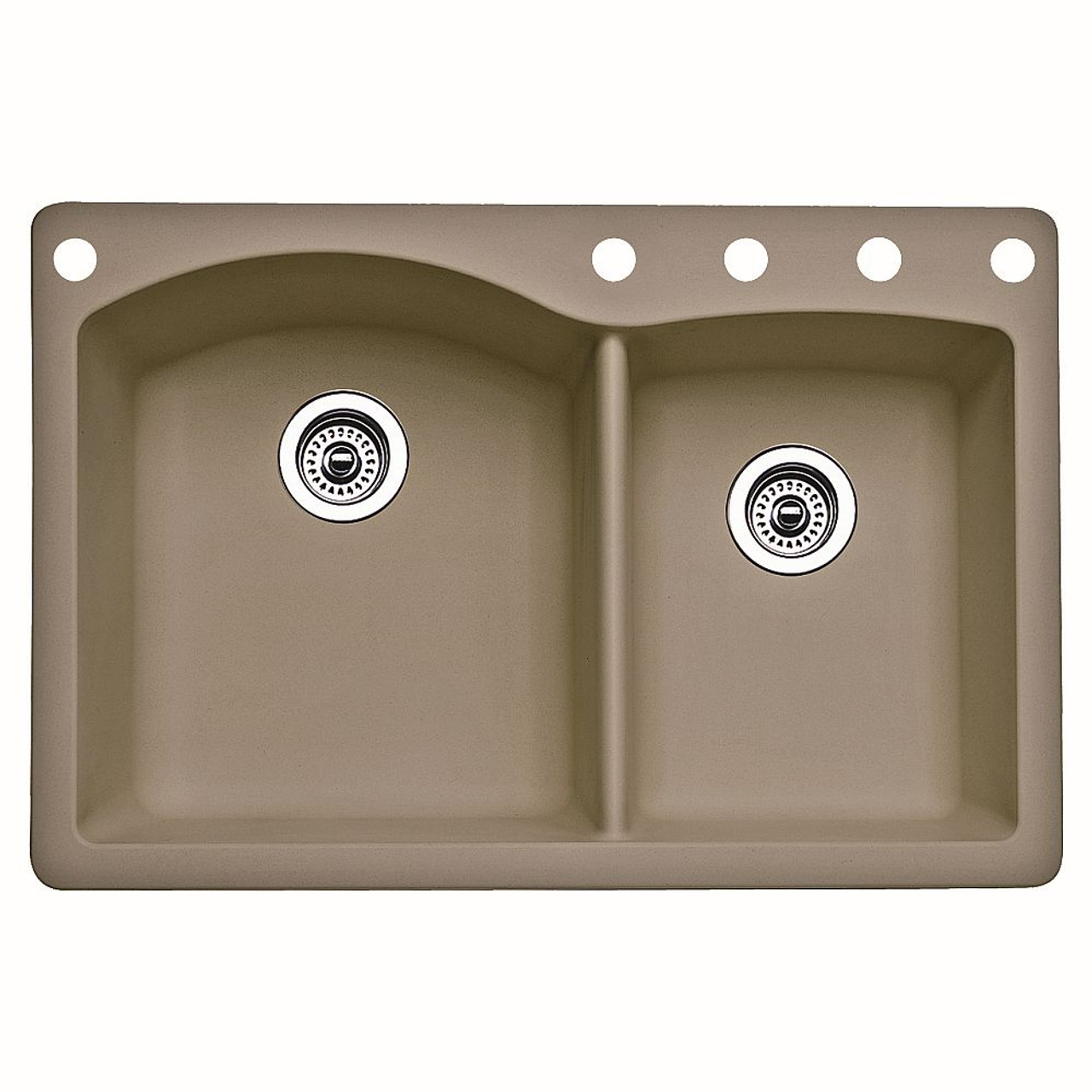 Blanco 441283-5 22-In X 33-In Double-Basin Granite Drop-In Or Undermount 5-Hole Residential Kitchen Sink in Truffle