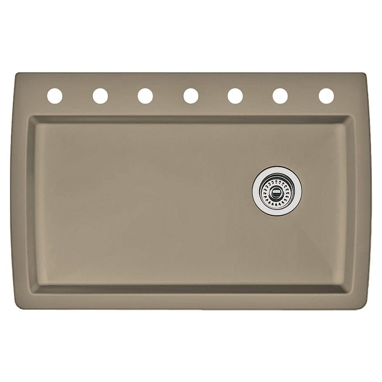 22-In X 33.5-In Single-Basin Granite Drop-In Or Undermount 7-Hole Residential Kitchen Sink in Truffle 22-In X 33.5-In Single-Basin Granite Drop-In Or Undermount 7-Hole Residential Kitchen Sink in Truffle