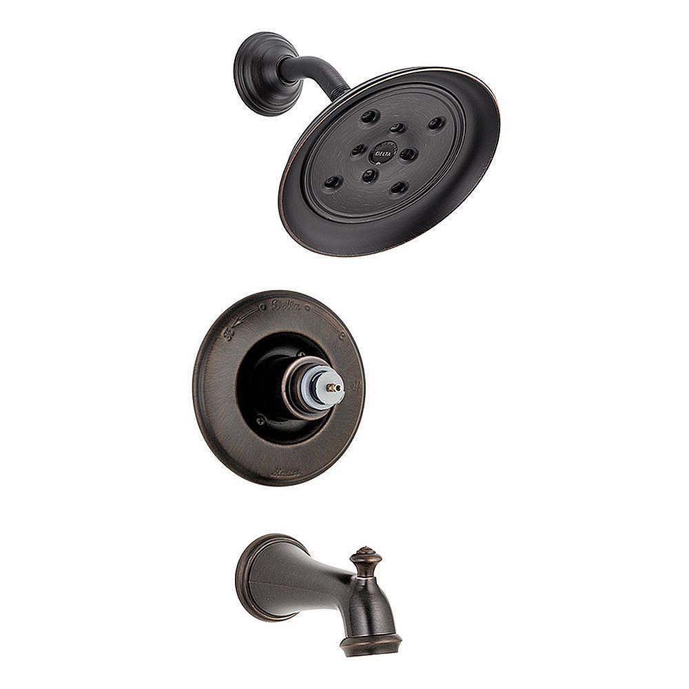 Single Function Pressure Balanced Bath and Shower Trim with H2Okinetic Shower Head Less Handles in Venetian Bronze
