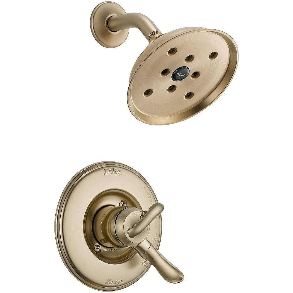 Delta T17294-CZ Dual Function Pressure Balanced Shower Trim with H2Okinetic and Integrated Volumn Control Less Rough-in in Champagne Bronze