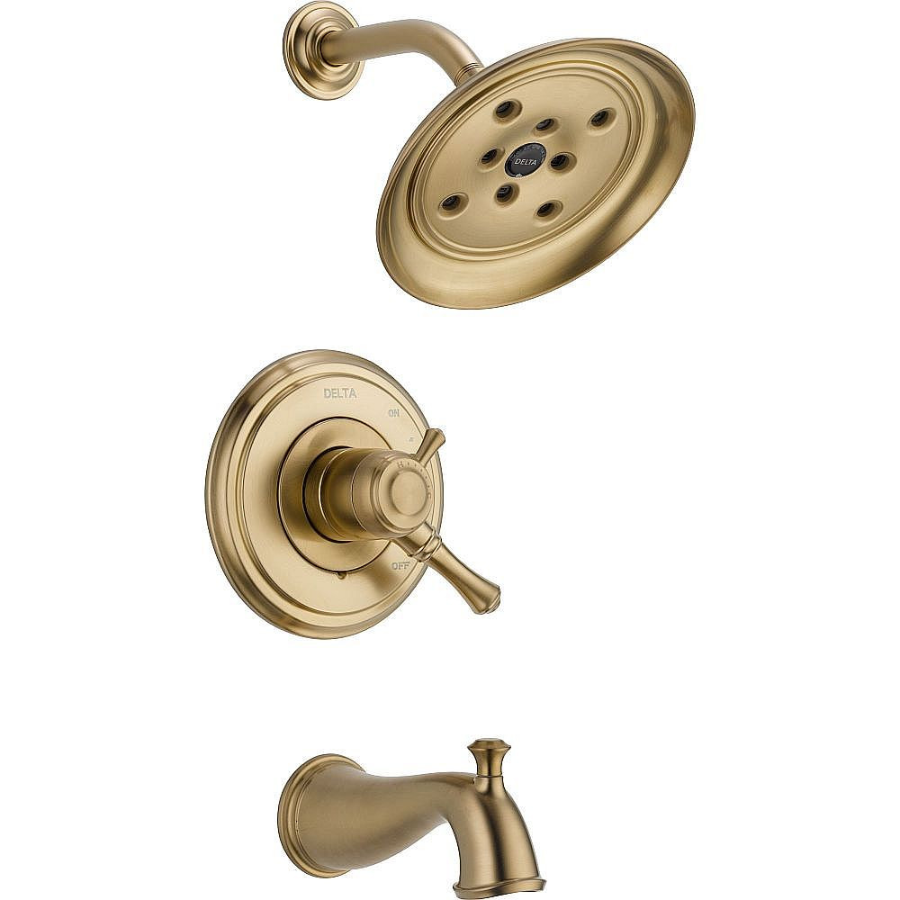 Delta T17497-CZ Dual Function Pressure Balanced Bath and Shower Trim with H2Okinetic Shower Head and Integrated Volume Control Less Rough-in in Champagne Bronze