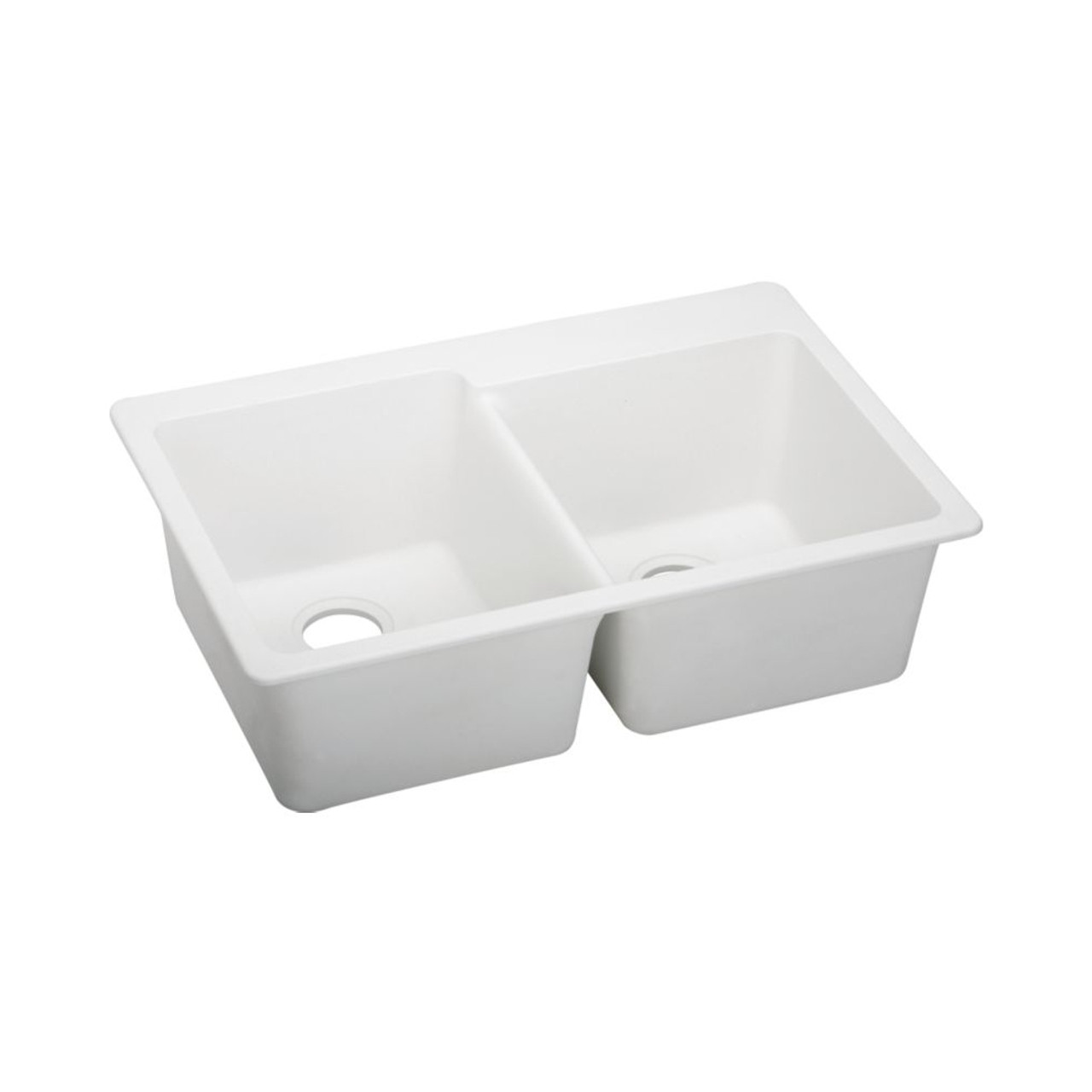 Elkay ELG250RWH0 Gourmet E-granite Double Bowl Top Mount Sink in White