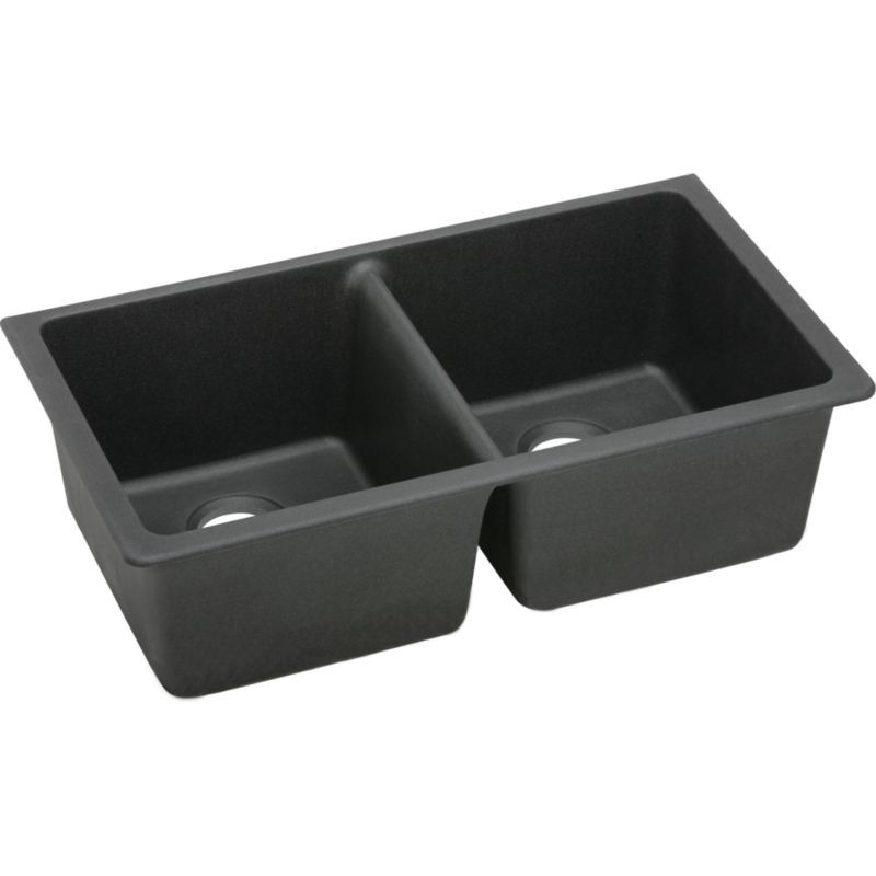 Gourmet E-granite Double Bowl Undermount Sink in Black