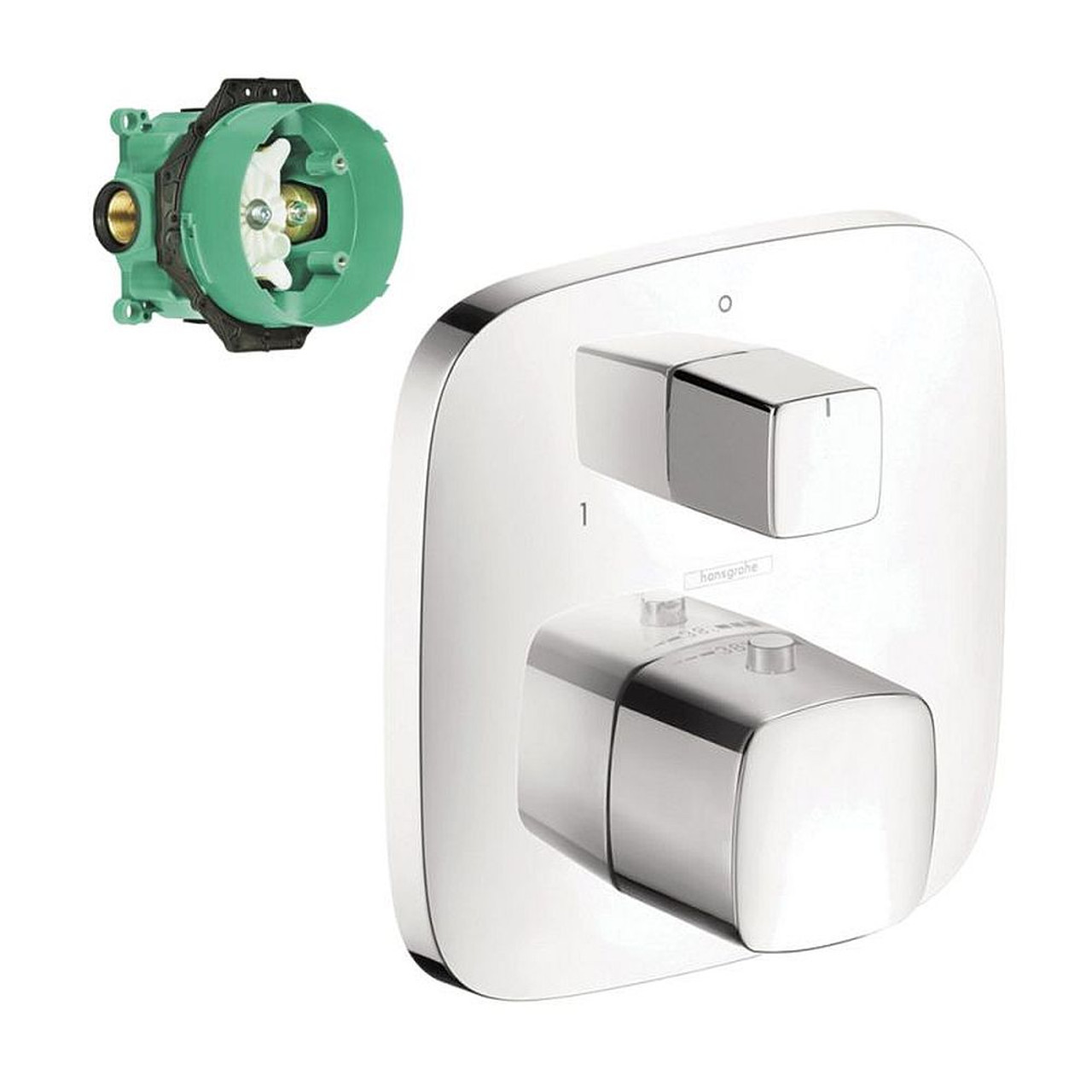 Hansgrohe K15771-01850CR PuraVida Thermostatic Trim with Volume Control and Diverter with Rough-In in Chrome