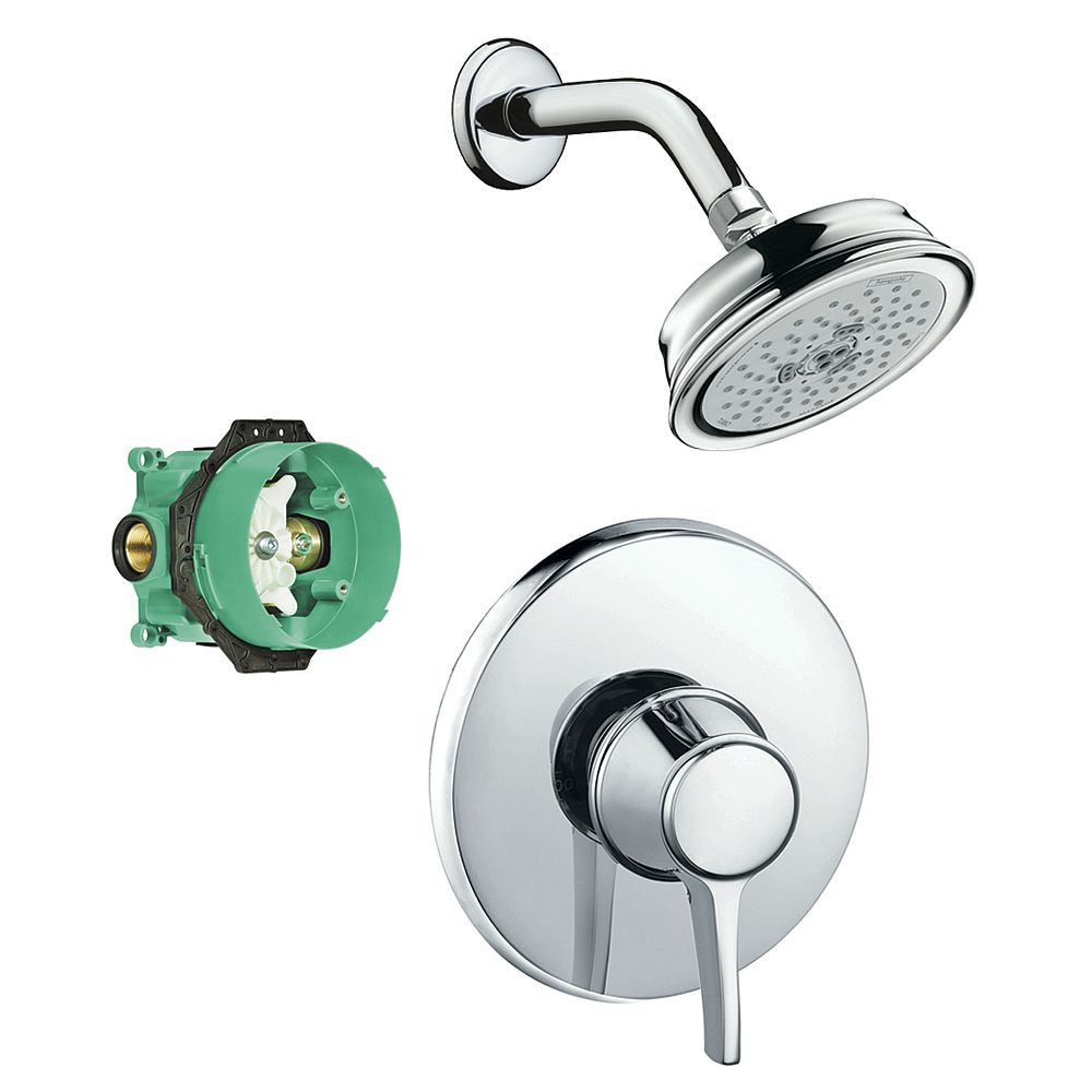 Hansgrohe KS15404-04070PC Croma C 100 Showerhead Kit with PBV Trim and Rough-in in Chrome