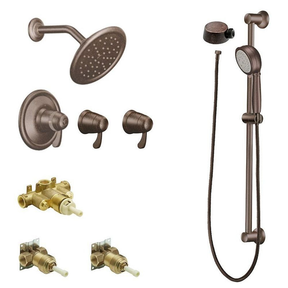 7-Inch Rainshower Vertical Spa Kit with Handheld Shower and Slide Bar in Oil Rubbed Bronze